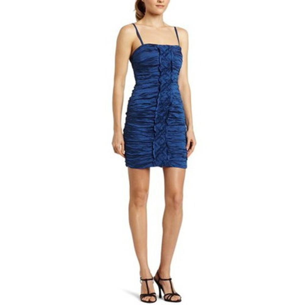 BCBGMaxAzria Mariko Cobalt Blue Ruched Strapless Cocktail Dress Size 2 MIT6L